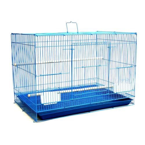 1 STÜCKE 40x30x30 cm Faltbarer Papagei Kanarienvögel Beobachtung Zucht Rostschutz Metall Haustier Vogelkäfig Nest Dekoration mit Feeder Spielständer(40x28x31cm Blue) von ZGCrumphant