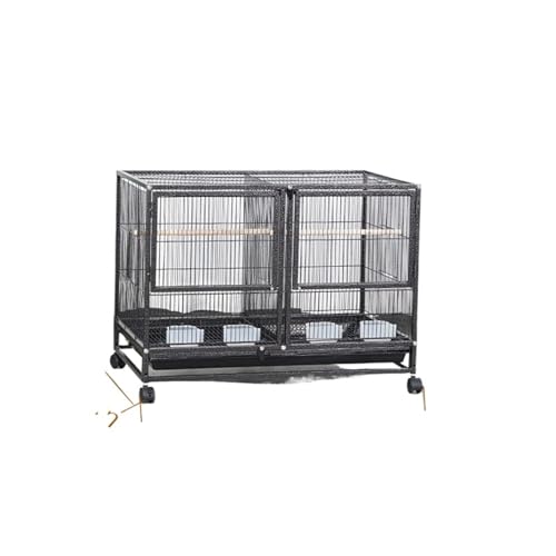 Alle Arten von Vogelkäfigen aus Metall for Haustiere, multifunktionale Trennung, große Raumgruppen-Vogelkäfige(Black) von ZGCrumphant