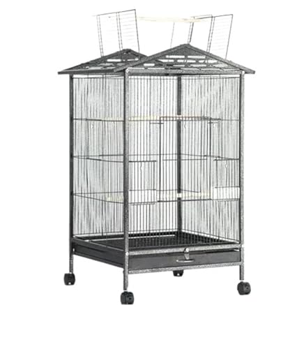 Große Villa Zucht Kanarienvogel Käfige Papagei Metall Vogel Haustier Hütte Käfige Wellensittich Wachtel Haustier Produkte(Black) von ZGCrumphant