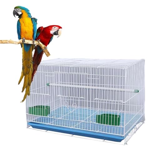 Großer Faltbarer Papagei-Kanarienvogel-Beobachtungs- und Zucht-Rostschutz-Metall-Vogelkäfig-Nest-Dekoration mit Tablett-Futterspiel-Ständerbalken(Blue,35x25x25 3parts) von ZGCrumphant