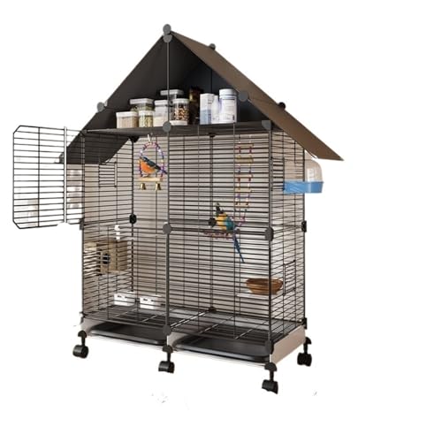 Großer Papageienkäfig, Exklusive Vogelzuchtvilla, Wellensittichkäfig, Horizontaler, multifunktionaler Drahtkäfig mit Lagerdach Großer Papageienkäfig, Exklusive Vogelzuchtvilla, Wellensittichkäfig, Horizontaler, multifunktionaler Drahtkäfig mit Lagerdach von ZGCrumphant