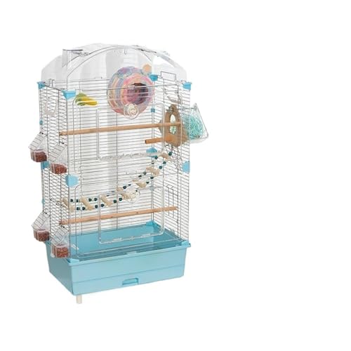 Großer Vogelkäfig im Schlossstil for Sittiche, Nymphensittiche, Unzertrennliche, Finken, Metallvoliere mit Sitzstangen und Futterspendern(Blue) von ZGCrumphant