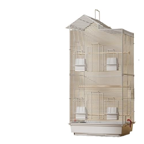 Horizontaler Vogelkäfig aus Seide mit Zubehör-Set, großer Papageienkäfig, Pfingstrose, Kingsize, Villa, Metall, Heimdekoration(White) von ZGCrumphant
