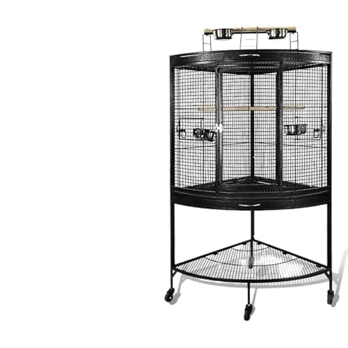 Metall Ecke Vogelkäfig Papagei Pop Blume Schwarz Rechten Winkel Grau Käfig Tiger Haut Mönch Starling Villa(Black) von ZGCrumphant