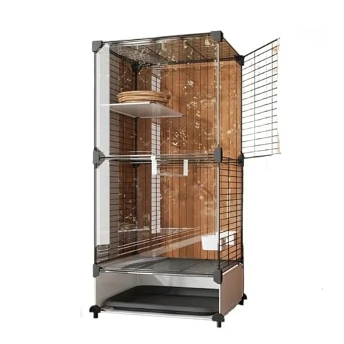 Metall Horizontale Große Vogelkäfige Professionelles Zubehör Vogelnest Zuchtkäfig Wohnzimmer Vogelkäfig Papagei mit Rad(Black) von ZGCrumphant