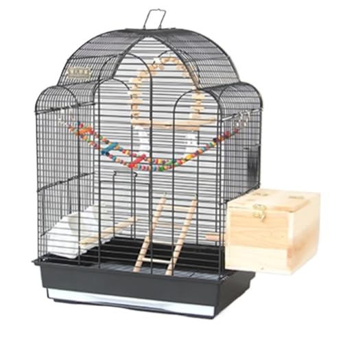 Mit Spielzeug Große Vogelkäfige for Papageien Taubenhaus Metall Wellensittich Vogelkäfige mit Schaukel Hängematte for Vögel Zubehör Dekorativer Käfig(Set C) von ZGCrumphant