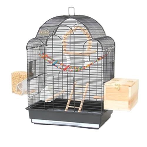 Mit Spielzeug Große Vogelkäfige for Papageien Taubenhaus Metall Wellensittich Vogelkäfige mit Schaukel Hängematte for Vögel Zubehör Dekorativer Käfig(Set D) von ZGCrumphant
