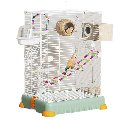 Papageien-Vogelkäfig, Phoenix, Pfingstrose, Taube, Liebesvogel, einfacher Metall-Villa-Home-Aktivitätskäfig mit großem Platzangebot und Vogelfutterzubehör von ZGCrumphant