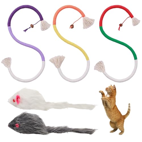 ZGDEIWGF 3 Stück Kauseilspielzeug Für Katzen, 2 Stoffmäuse, Beißseil Für Haustiere, Kauspielzeug Für Katzen, Interaktives Katzenspielzeug, Baumwollseilspielzeug Für Katzen, Zahnreinigungsseil ZGDEIWGF 3 Stück Kauseilspielzeug Für Katzen, 2 Stoffmäuse, Beißseil Für Haustiere, Kauspielzeug Für Katzen, Interaktives Katzenspielzeug, Baumwollseilspielzeug Für Katzen, Zahnreinigungsseil von ZGDEIWGF