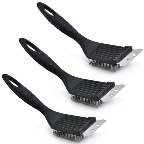 ZGFHLI 3 Pcs Grill Bürste mit Edelstahl Borsten Pinsel Stahldraht Sichere Grillbürste mit Schaber BBQ Zubehör Drahtbürste, Grill Bürste Gasgrill mit PP Griff, für Holzkohle,Schwarz ZGFHLI 3 Pcs Grill Bürste mit Edelstahl Borsten Pinsel Stahldraht Sichere Grillbürste mit Schaber BBQ Zubehör Drahtbürste, Grill Bürste Gasgrill mit PP Griff, für Holzkohle,Schwarz von ZGFHLI