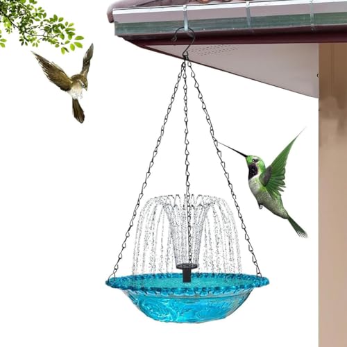 ZGFHLI Grishay Birdbath Fountain,Solar Powered for Birdbath,Hanging Hummingbird Feeder Bird,2 in 1 Birdbath Bowl with 7 Nozzles for Bird Bath Drinking,Patio Garden Yard Decoration,Blau von ZGFHLI