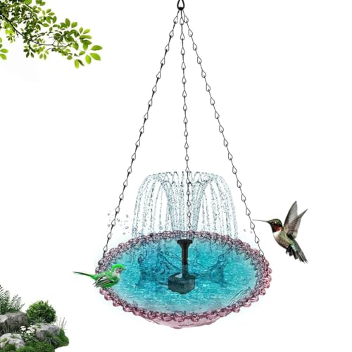 ZGFHLI Grishay Birdbath Fountain,Solar Powered for Birdbath,Hanging Hummingbird Feeder Bird,2 in 1 Birdbath Bowl with 7 Nozzles for Bird Bath Drinking,Patio Garden Yard Decoration,Rosa von ZGFHLI