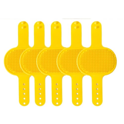 ZGFHLI Silicone Grooming Strap Pad for Cats,Silicone Grooming Strap Pad – 2-In-1 Self-Groomer,Cat Self Groomer Brush for Climbing Frames Table Legs, for Cats & Dogs(5Pcs),Gelb von ZGFHLI
