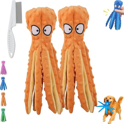 ZGFHLI Whiskerspot Octopus Dog Toy,Interactive Squeak & Crinkle Design,Stuffing-Free Plush for Small to Large Dogs,Durable Interactive Chew Toys,Machine-Washable Fun Toy,2 von ZGFHLI