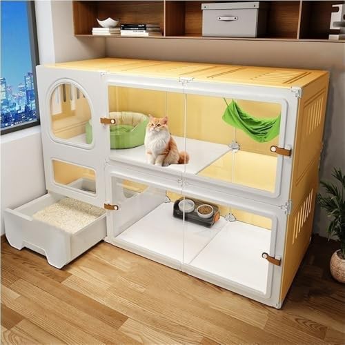 Katzenkäfig, Katzenkäfig für den Innenbereich, Katzenvilla, Zwei- und dreischichtiges Katzenhaus, luxuriöser Katzenkäfig für Haustiere, Katzenhaus, Katzenbox, Katzenkäfig mit Katze Katzenkäfig, Katzenkäfig für den Innenbereich, Katzenvilla, Zwei- und dreischichtiges Katzenhaus, luxuriöser Katzenkäfig für Haustiere, Katzenhaus, Katzenbox, Katzenkäfig mit Katze von ZGFOZJGC