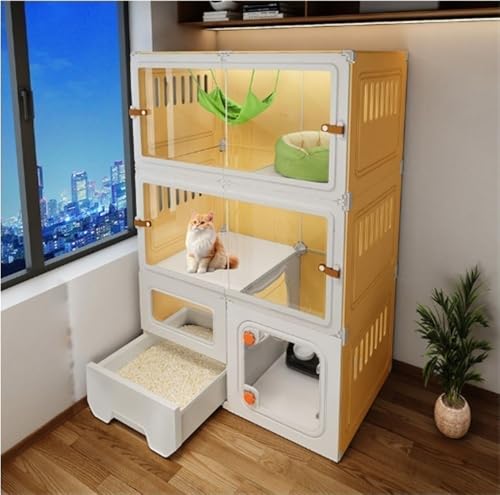 Katzenkäfig, Katzenkäfig für den Innenbereich, Katzenvilla, Zwei- und dreischichtiges Katzenhaus, luxuriöser Katzenkäfig für Haustiere, Katzenhaus, Katzenbox, Katzenkäfig mit Katze Katzenkäfig, Katzenkäfig für den Innenbereich, Katzenvilla, Zwei- und dreischichtiges Katzenhaus, luxuriöser Katzenkäfig für Haustiere, Katzenhaus, Katzenbox, Katzenkäfig mit Katze von ZGFOZJGC