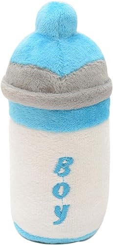 ZGLUZP Lustiges Kauspielzeug für Haustiere, Katze, niedliches Babyflaschen-Design, quietschendes Geräusch, Plüschspielzeug für Backenzähne und Knirschen, Hundespielzeug, Hellblau, 1 Stück von ZGLUZP