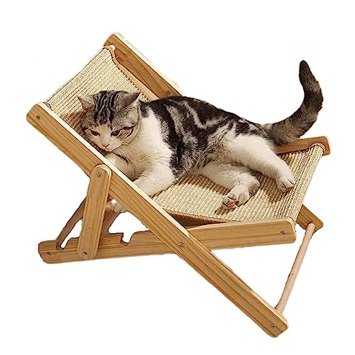 ZGSYH Katzen-Sisal-Stuhl, Neuer 4-Gang-Verstellbarer Katzenstuhl aus Naturholz, Kratz- und Katzenhängematte for Katzen und Haustiere, mit einem Gewicht von 20 Pfund von ZGSYH