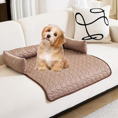 ZGWRYI Kühlendes Sofabett,Sofaschutz Heatrelief kühlendes mit Eisseide,Haustiermatte geeignet für kleine und mittelgroße Katzen und Hunde(Brown,90 * 135cm) von ZGWRYI