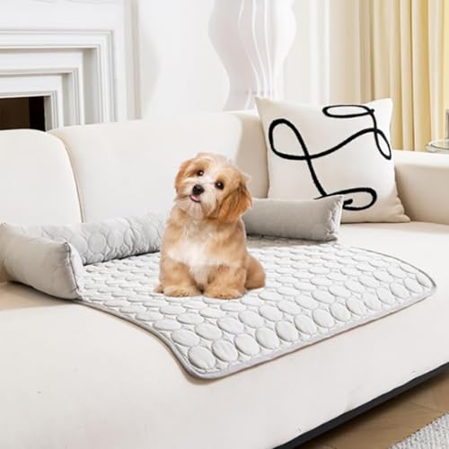 ZGWRYI Kühlendes Sofabett,Sofaschutz Heatrelief kühlendes mit Eisseide,Haustiermatte geeignet für kleine und mittelgroße Katzen und Hunde(Gray,90 * 90cm) von ZGWRYI