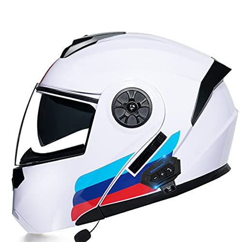 ZHANGJIN Motorrad-Bluetooth-Helm, Modulareres Aufklappbares -Sonnenvisier, Integralhelm, DOT/ECE-Zertifiziert, Integriertes,Stoßfester Motorradhelm 1,XL=(59~60CM) von ZHANGJIN