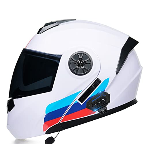 ZHANGJIN Motorrad-Bluetooth-Helm, Modulareres Aufklappbares -Sonnenvisier, Integralhelm, DOT/ECE-Zertifiziert, Integriertes,Stoßfester Motorradhelm 2,L=(57~58CM) von ZHANGJIN