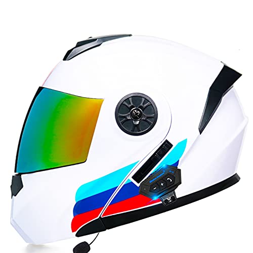 ZHANGJIN Motorrad-Bluetooth-Helm, Modulareres Aufklappbares -Sonnenvisier, Integralhelm, DOT/ECE-Zertifiziert, Integriertes,Stoßfester Motorradhelm 3,L=(57~58CM) von ZHANGJIN