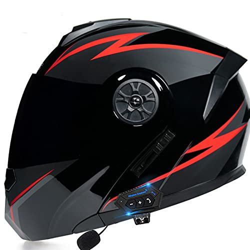 ZHANGJIN Motorrad-Bluetooth-Helm, Modulareres Aufklappbares -Sonnenvisier, Integralhelm, DOT/ECE-Zertifiziert, Integriertes,Stoßfester Motorradhelm 5,XL=(59~60CM) von ZHANGJIN