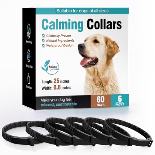 Beruhigendes Halsband für Hunde, 6 Packungen, beruhigende Pheromone, Trennung, Angst- und Stressabbau, Anti-Angst, 60 Tage, ruhig, Pheromon-Halsbänder für kleine, mittelgroße und große Hunde, 63,5 cm Beruhigendes Halsband für Hunde, 6 Packungen, beruhigende Pheromone, Trennung, Angst- und Stressabbau, Anti-Angst, 60 Tage, ruhig, Pheromon-Halsbänder für kleine, mittelgroße und große Hunde, 63,5 cm von ZHANGK