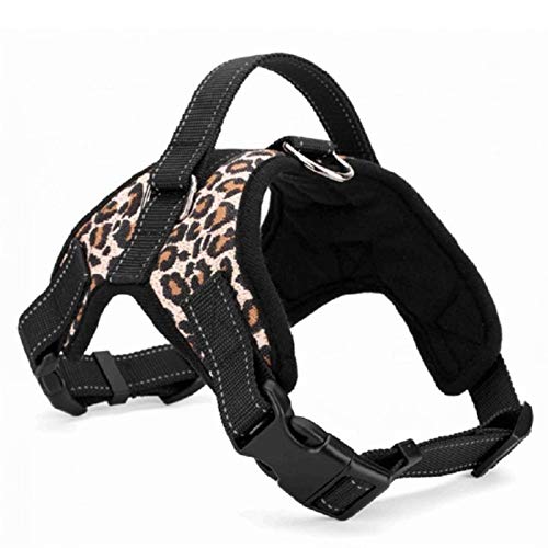 Nylon Heavy Duty Hundegeschirr Halsband verstellbar gepolstert extra groß groß mittel klein Hundegeschirre Weste Husky Dogs Supplies-Leopard,L von ZHANGWW