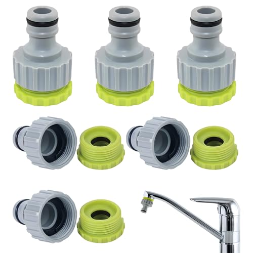 6 Stück Wasserhahn Adapter, 1/2 Zoll 3/4 Zoll 2-in-1 Garten Hahnverbinder Wasserhahnanschluss, Schlauchanschluss Set für Garten Bewässerungs, Kunststoff Garten Schlauch Gewinde Anschluss Hahnadapt von ZHAO GE