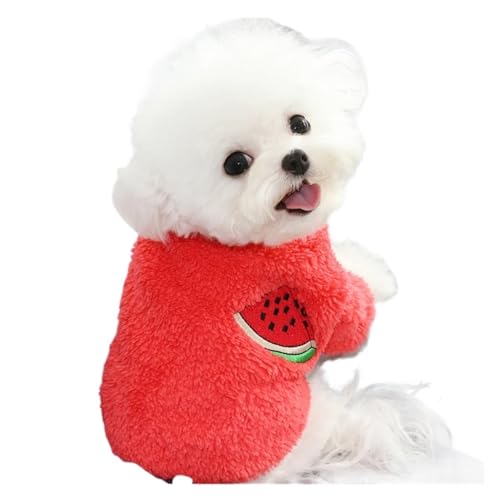 Hundekleidung Warmes Welpenoutfit Chihuahua Haustierkleidung für kleine Hunde Mantel Hoodie Obst Haustierkleidung (Farbe: Rot, Größe: L) von ZHAOAM