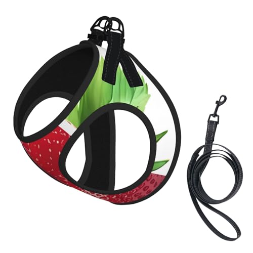 L Leash Hundegeschirr, kleine Größe, Erdbeere, bedruckt, reflektierend, für Outdoor und Spaziergänge mit dem Hund von ZHAOUR