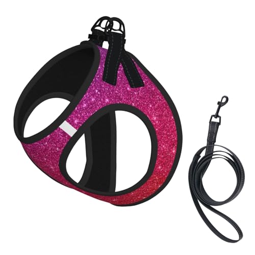 L Leash Hundegeschirr, kleine Größe, Farbverlauf, Pailletten, glitzernder Druck, Haustier-Leinen-Set, reflektierend, für Outdoor und Spaziergänge mit dem Hund von ZHAOUR