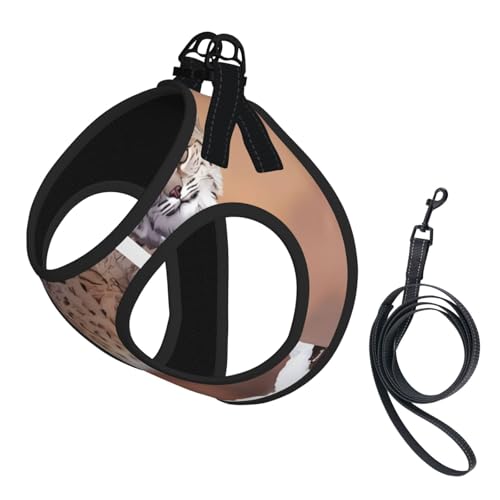 L Leash Hundegeschirr, kleine Größe, Kanada-Luchs-Druck, Haustier-Leinen-Set, reflektierend, für Outdoor und Spaziergänge mit dem Hund von ZHAOUR