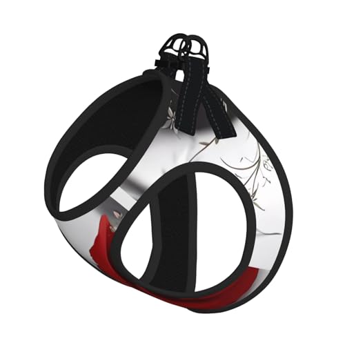 L Leash Hundegeschirr, kleine Größe, Rote Rose1 (1), reflektierend, für Outdoor und Spaziergänge mit dem Hund von ZHAOUR