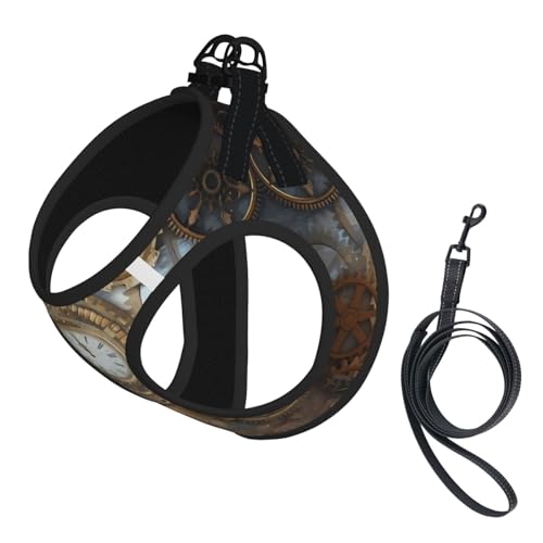 L Leash Hundegeschirr, kleine Größe, Steampunk-Uhr-Druck, Haustier-Leinen-Set, reflektierend, für Outdoor und Spaziergänge mit dem Hund L Leash Hundegeschirr, kleine Größe, Steampunk-Uhr-Druck, Haustier-Leinen-Set, reflektierend, für Outdoor und Spaziergänge mit dem Hund von ZHAOUR