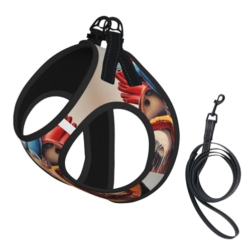 L Leash Hundegeschirr, kleine Größe, menschliche Anatomie, Herzdiagramm, bedruckt, Haustier-Leinen-Set, reflektierend, für Outdoor und Spaziergänge mit dem Hund von ZHAOUR