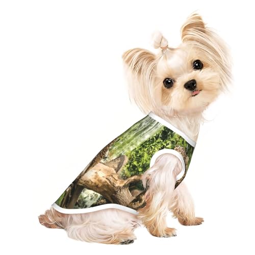 L Pet atmungsaktives ärmelloses T-Shirt – leichter Panther auf Baumstamm, Wasserfall-Druck, Tank-Top-Outfit für kleine und mittelgroße Hunde L Pet atmungsaktives ärmelloses T-Shirt – leichter Panther auf Baumstamm, Wasserfall-Druck, Tank-Top-Outfit für kleine und mittelgroße Hunde von ZHAOUR