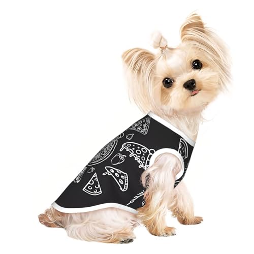 L Pet atmungsaktives ärmelloses T-Shirt – leichtes Pizzasternbild (1) Print Tank Top Outfit für kleine mittelgroße Hunde von ZHAOUR