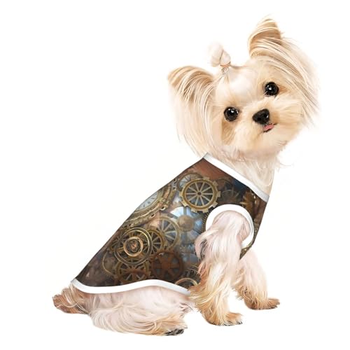 L Pet atmungsaktives ärmelloses T-Shirt – leichtes Tanktop mit Steampunk-Uhrdruck, Outfit für kleine und mittelgroße Hunde L Pet atmungsaktives ärmelloses T-Shirt – leichtes Tanktop mit Steampunk-Uhrdruck, Outfit für kleine und mittelgroße Hunde von ZHAOUR