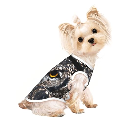 L Pet atmungsaktives ärmelloses T-Shirt – leichtes Tanktop mit gelben Augen und Eulen-Druck, Outfit für kleine und mittelgroße Hunde L Pet atmungsaktives ärmelloses T-Shirt – leichtes Tanktop mit gelben Augen und Eulen-Druck, Outfit für kleine und mittelgroße Hunde von ZHAOUR