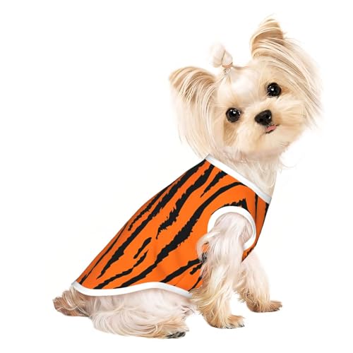 L Pet atmungsaktives ärmelloses T-Shirt – leichtes orangefarbenes Tiger-Leopardenmuster Tanktop Outfit für kleine und mittelgroße Hunde L Pet atmungsaktives ärmelloses T-Shirt – leichtes orangefarbenes Tiger-Leopardenmuster Tanktop Outfit für kleine und mittelgroße Hunde von ZHAOUR