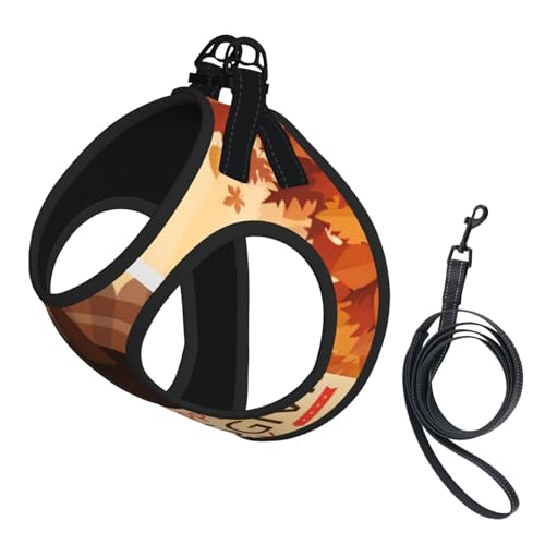 M Leash Hundegeschirr, kleine Größe, Ahornblatt, Dunkelbraun, Truthahn-Druck, Haustier-Leinen-Set, reflektierend, für Outdoor und Spaziergänge mit dem Hund M Leash Hundegeschirr, kleine Größe, Ahornblatt, Dunkelbraun, Truthahn-Druck, Haustier-Leinen-Set, reflektierend, für Outdoor und Spaziergänge mit dem Hund von ZHAOUR