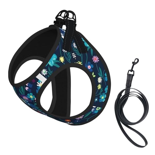 M Leash Hundegeschirr, kleine Größe, Mondschein-Garten-Druck, Haustier-Leinen-Set, reflektierend, für Outdoor und Spaziergänge mit dem Hund von ZHAOUR