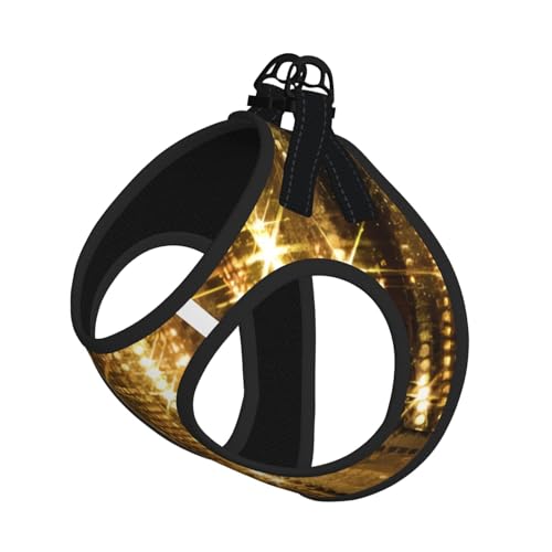 M Leash Hundegeschirr, kleine Größe, goldfarbene Pailletten, glitzernder Druck, Haustier-Leinen-Set, reflektierend, für Outdoor und Spaziergänge mit dem Hund von ZHAOUR