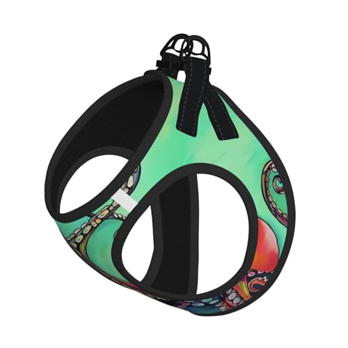 M Leash Hundegeschirr, kleine Größe, niedlicher Oktopus-Druck, Haustier-Leinen-Set, reflektierend, für Outdoor und Spaziergänge mit dem Hund von ZHAOUR