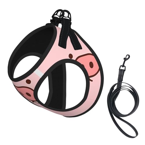 M Leash Hundegeschirr, kleine Größe, niedliches Schweinemuster, reflektierend, für Outdoor und Spaziergänge mit dem Hund von ZHAOUR