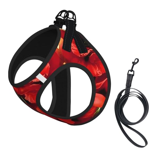 M Leash Hundegeschirr, kleine Größe, schöner roter Mohnblumen-Druck, Haustier-Leinen-Set, reflektierend, für Outdoor und Spaziergänge mit dem Hund M Leash Hundegeschirr, kleine Größe, schöner roter Mohnblumen-Druck, Haustier-Leinen-Set, reflektierend, für Outdoor und Spaziergänge mit dem Hund von ZHAOUR
