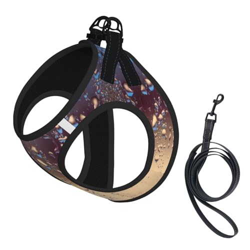 M Leash Hundegeschirr, kleine Regentropfen auf Glasdruck, reflektierend, für Outdoor und Spaziergänge mit dem Hund M Leash Hundegeschirr, kleine Regentropfen auf Glasdruck, reflektierend, für Outdoor und Spaziergänge mit dem Hund von ZHAOUR
